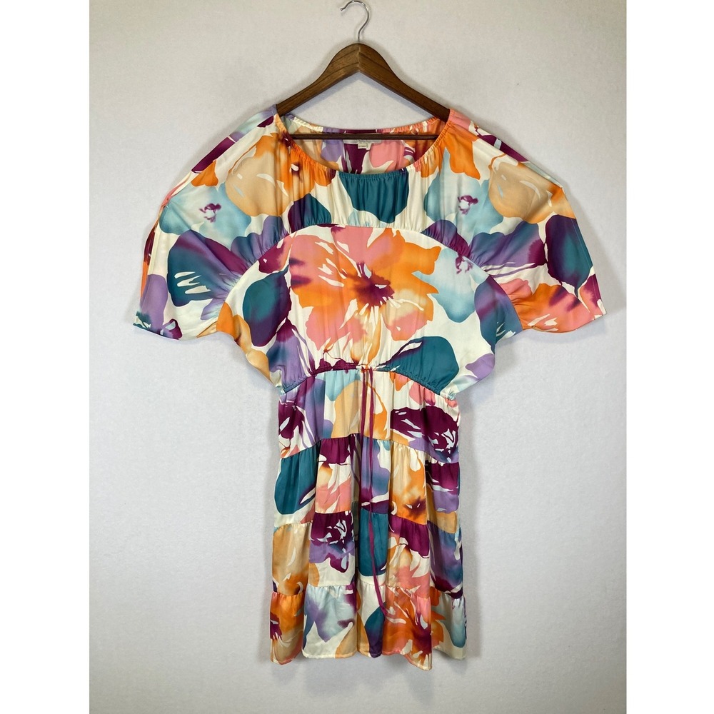 Floral‎ Boho Ann Taylor LOFT Womens Small Multicolor Tiered Dolman Mini Dress